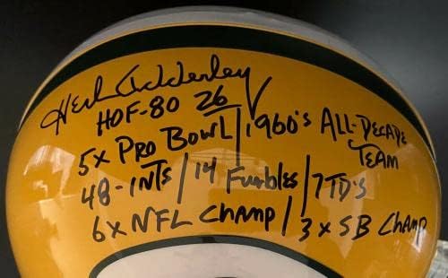Хърб Эддерли ПОДПИСА Каска Грийн Бей Пакърс F /S с няколко ПОКАЗАТЕЛИ на PSA / ДНК С АВТОГРАФ - Каски NFL с автограф