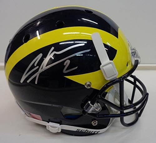 Копие шлем Шутта Чарлз Вудсона с автограф в Пълен размер университета на Мичиган - Каски колеж С автограф