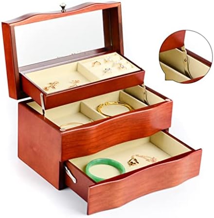 MJWDP Кутия-Органайзер за бижута е с Голям Капацитет, 3 пласта, За Съхранение на Бижута, Дамски Пръстени, Огърлица, Подарък Седалките,