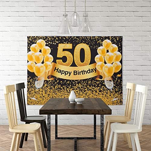 KESYOO Златен Декор на Фона на рождения Ден на 50-ия Рожден Ден Блестящ Балон Фон За Снимки Стенни Снимка Регистрирай Фотобудка, за Мъже