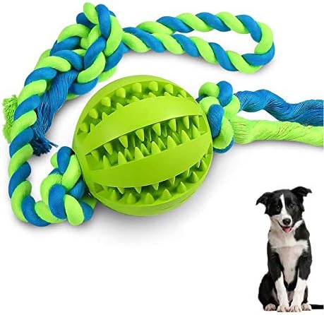 Интерактивни Играчки WeTest Dog Ivan Топка, Куче Почиства Зъбите си, Тренировъчните Топки в Памучна Въже За Малки до Средни Кучета (зелен)