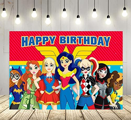 Супер Герой Момичета Фон за Парти по случай рождения Ден на Принадлежност Фотофоны Тема на Супер Герой Банер за Душата на детето 59x38