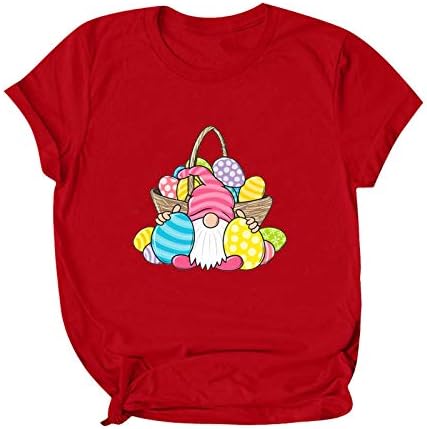 Забавна Тениска на Ден на Великден, за Жени, Сладък Тениски с образа на Яйца Елф, Свободни Тениски с Кръгло деколте и Къс Ръкав, Празнични