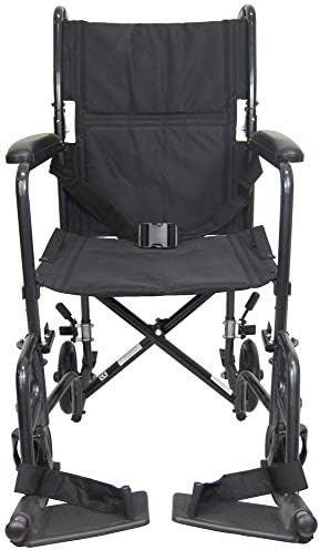 Karman K-T-2019 19 Седалка с тегло 26 кг., Лесна транспортна инвалидна количка с подлакътник по цялата дължина на черен цвят