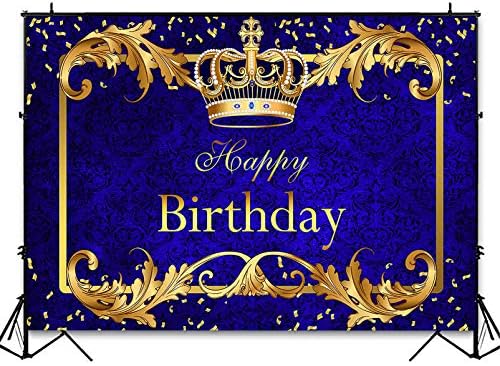 На фона на партито в чест на рождения Ден на принц Авезано за момче, Кралско Синя и Златна Царска Корона, Украса за партита, за Фон,