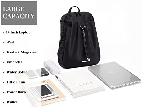 Чанти за ГОЛФ, Стилна Раница за лаптоп, за Жени, Водоустойчиви Тънки Чанти за Компютри, Подходящи за 14-инчов лаптоп (черен)