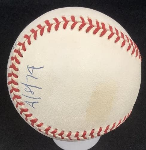 Ханк Аарон Подписа автограф Бейзбол Брейвз Элу Даунингу 715 HR 4/8/74 HOF JSA - Бейзболни топки с автографи