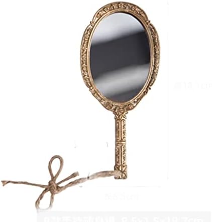 UXZDX Винтажное Джобно огледало за грим Златна Принцеса в европейски Стил, Ръчно Кръгло Огледало, Домашно Тоалетен огледало (Цвета на: