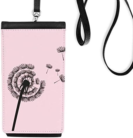 Цветя с Контурите на Глухарче Телефон в Чантата си Портфейл Окачен Мобилен Калъф Черен Джоба