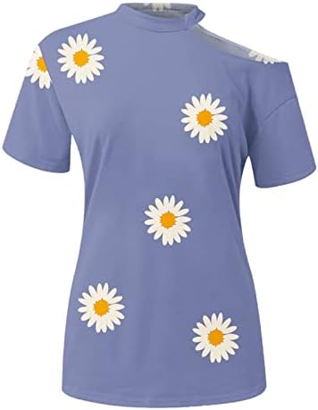 Дамски Графична Блуза, Лято, Есен Без Презрамки С Къс Ръкав 2023 Облекло Модерен Памучен Блуза с Кръгло Деколте Тениска за Жени O4