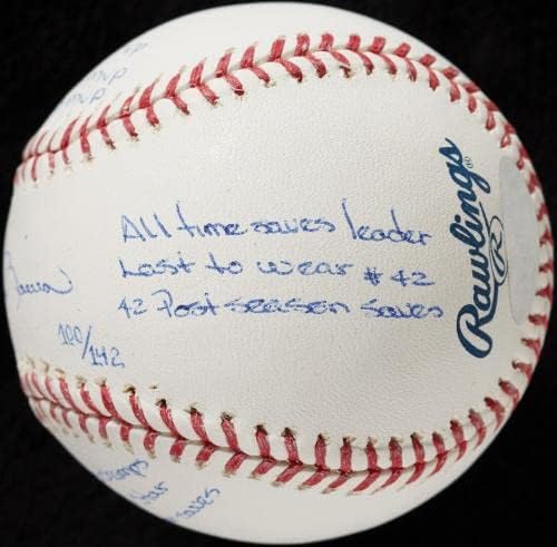 Красив Мариано Ривера е Подписал Едро Вписан Бейзболен топката STAT Steiner - Бейзболни Топки С Автографи
