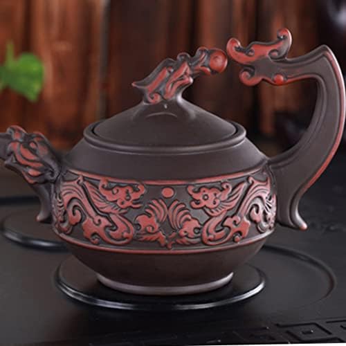 MMLLZEL Традиционен Китайски Чайник Shuanglongxizhu, Чайник, ръчна изработка Zisha 350 мл от Червена Глина, Античен Машина, Керамичен