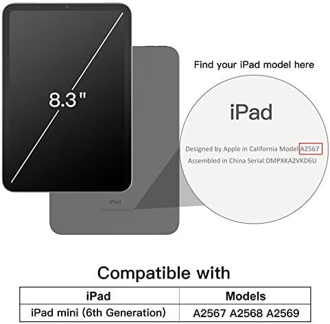Калъф JETech за iPad Mini 6 (8,3-инчов модел 2021 година), Защитно Твърда Делото, Мека на Допир Поставка за таблета, Автоматично включване / изключване (черен)