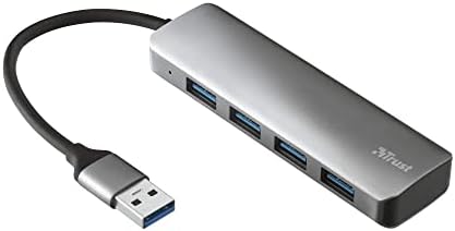 Trust 23327 Halyx 4-портов хъб USB 3.2 Gen1, Допълнителни портове USB-A, Скорост на трансфер на данни 5 gbps Концентратор за КОМПЮТЪР,