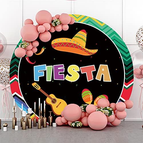 AOFOTO 6,5x6,5 фута Тема Мексиканска Фиеста през Цялата Фон Калъф на Китара Цветни Райета Фестивал на Синко Де Майо Вечерни Полиестер