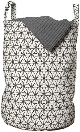Чанта за дрехи Ambesonne Sacred Geometry, Решетеста Художествен Модел от Кръгове, Перекрывающих Вътрешна Цветя, Кошница за дрехи с дръжки,